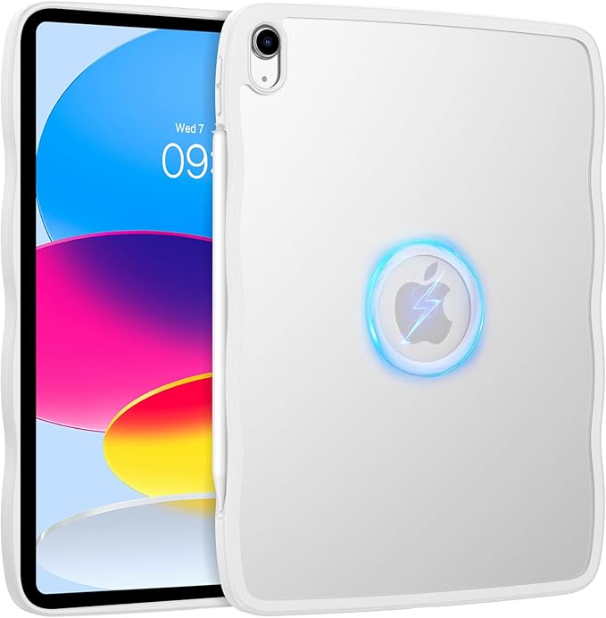 BENTOBEN Magnetic for iPad A16 Case (11th Generation 11 Inch 2025) iPad 10th Generation Case 10.9 Inch 2022 Cute Curly Wavy Translucent Matte Slim Soft TPU Tablet Cover for iPad 11th/10th Gen White