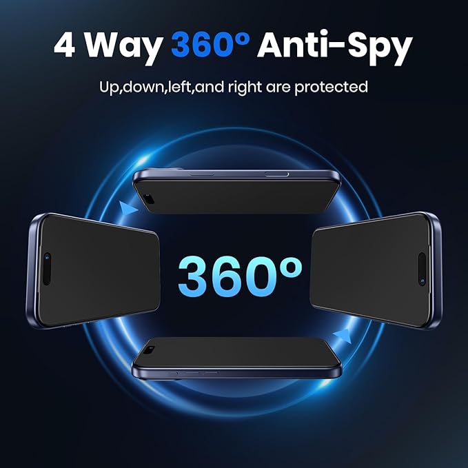 WSKEN for iPhone 17 Pro Max Matte Privacy Screen Protector - Anti Glare Anti Fingerprint [4 Way 360 Anti Spy] 10X Military Shatterproof Zero Bubble Anti Peep Tempered Glass Film for 17 Pro Max
