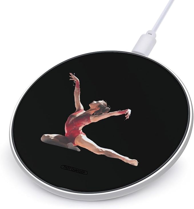 Gymnast Gymnastics Performing Fast Portable Charger 10W Funny Graphic Phone Charging Pad with USB Cable