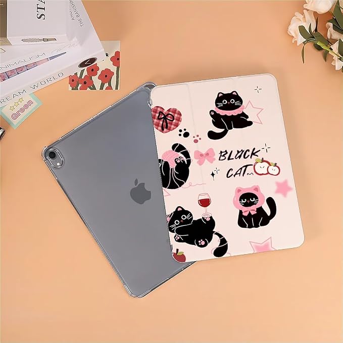 Cute black cats pink plaid bows