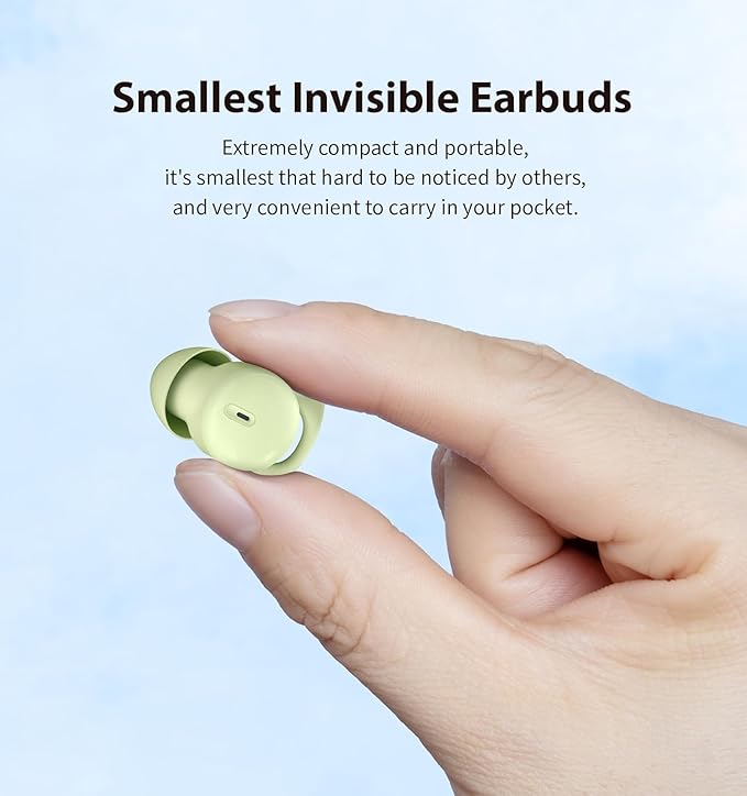 Invisible Sleep HeadphonesSleep Earbuds for Side SleepersSmall Comfortable Fit Noise Blocking Sleeping EarphonesMini Bluetooth 5.3 Wireless Earbuds in-Ear Ear Buds for Sleeping - Green