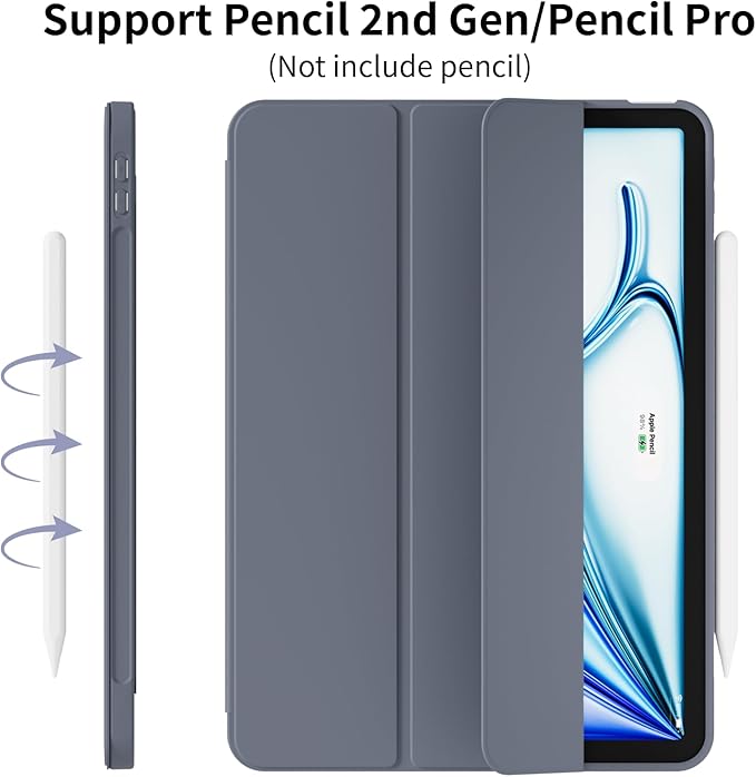 Case for iPad Air 11 Inch (M4/M3/M2 2026/2025/2024) for iPad Air 5th/4th Gen 10.9 Inch Without Pencil Holder Slim Folio Trifold Stand Cover with Soft TPU Back Auto Wake/Sleep Purple