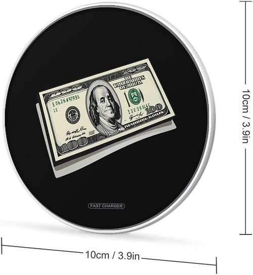 $100 Dollar Bill Wireless Charger Anti-Slip Wireless Charging Pad Slim Charger Mat for Men Women