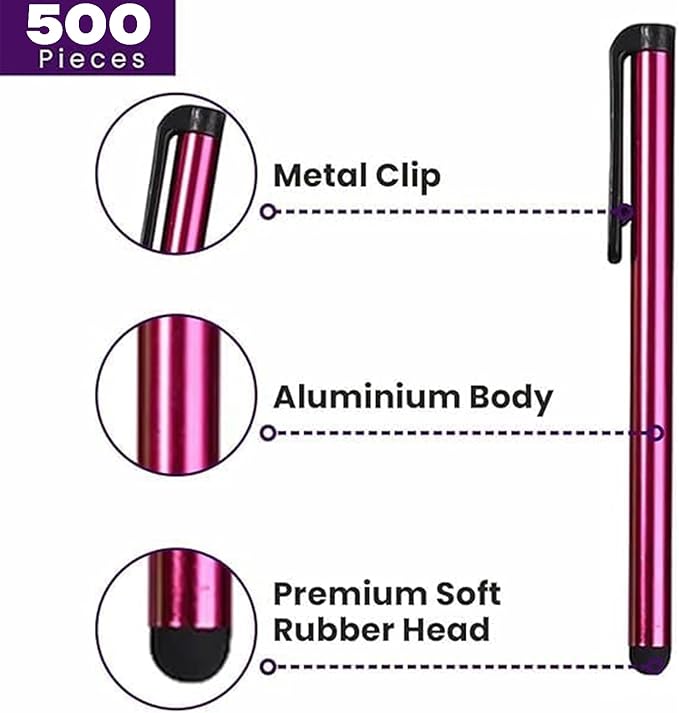Stylus Pens for Touch Screens 500 Pieces Stylists Pack Universal Colorful Long Metal Touch Screen Pens for iPad iPhone Android Galaxy Chrome Book Tablets Assorted Colors All Touch Devices-4