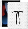 Cute Polka Dot Ribbon Bow for iPad Air 3 Case with Pencil Holder Auto Sleep/Wake White Leather Soft TPU Back Cover for iPad Pro 10.5 Inch 2017