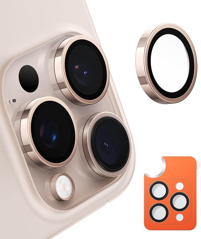 TORRAS 3-Year Ultimate Durability for iPhone 16 Pro Max/16 Pro Camera Lens Protector - 1:1 Invisible Fit &amp Ultra Clarity Military-Grade 9H+ Aerospace Glass Anti-Scratch Easy Installation Desert