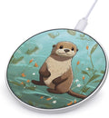Cartoon Cute Otter Wireless Charger Fast Wireless Charging Pad with USB Cable 10W Anti-Slip Magnetic Wireless Charger Portable Slim Charger Puck Travel Charging Station