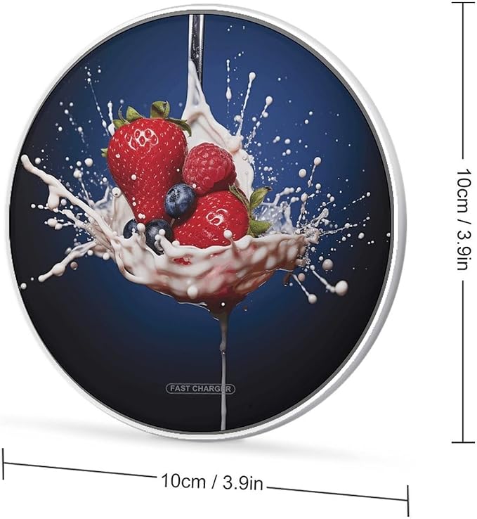 Fruit in Spoon Wireless Charger Fast Wireless Charging Pad with USB Cable 10W Anti-Slip Magnetic Wireless Charger Portable Slim Charger Puck Travel Charging Station