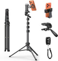 OMOTON TS01 65 Magnetic Phone Tripod for iPhone &amp Camera Cell Phone Stand with Remote Stable Height Adjustable Multi-Angle Shot Selfie Stick Tripod for Video Recording Live Streaming Black Se