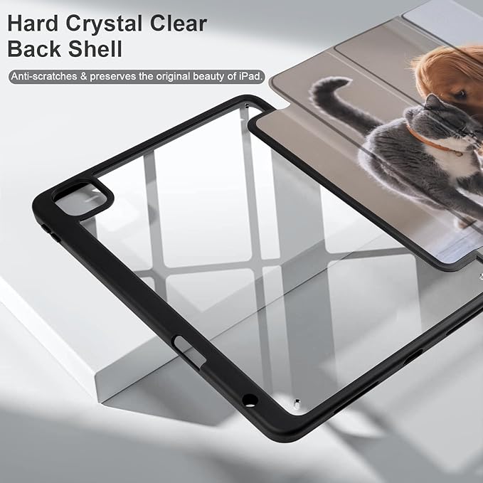 Batianda Case for New iPad Pro 13-inch Case 2025 M5 2024 M4 Chip [Built-in Pencil Holder] Shockproof Cover with Clear Transparent Back Shell Soft TPU BumperAuto Sleep/Wake Dog
