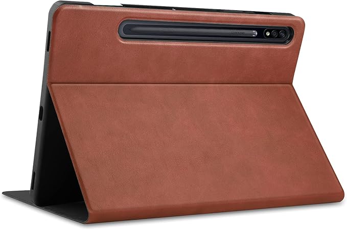 12.4 Inch Case for Samsung Galaxy Tab S8 Plus/S8+ 2022/S7 FE 2021/Tab S7 Plus/S7+ 2020 (SM-X800/T730/T970) with S Pen Holder &amp [Auto Wake/Sleep] Premium PU Leather Folding Stand Cover Brown