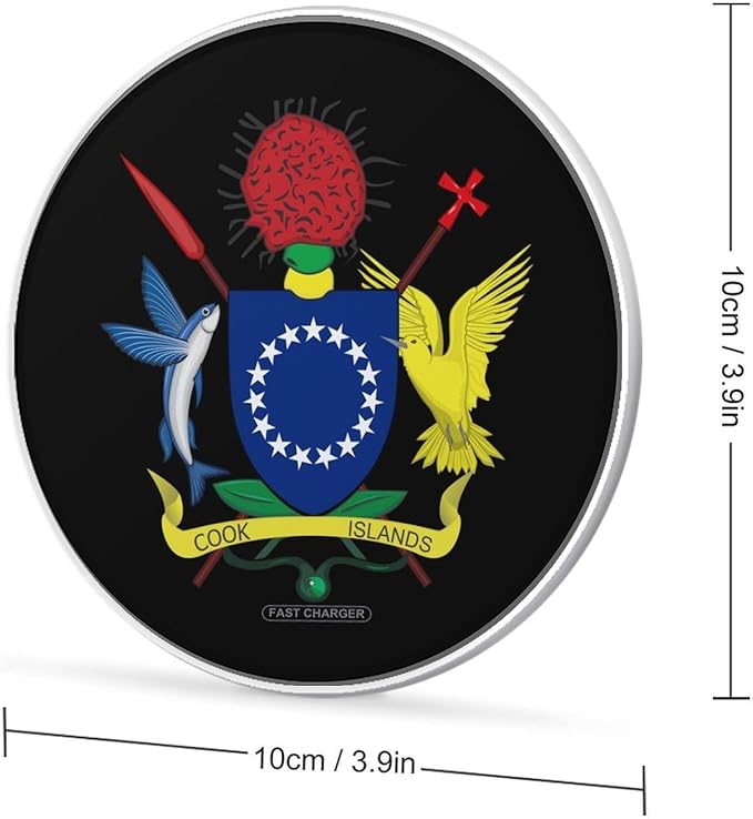 Coat of Arms of The Cook Islands Fast Portable Charger 10W Funny Graphic Phone Charging Pad with USB Cable