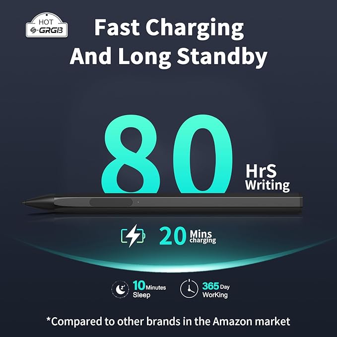 Stylus Pen for ASUS Transformer/Mini/ASUS Zenbook Flip/Pro/ASUS Vivobook Flip/Pro/Duo/ASUS Notebook Rechargeable MPP 2.0 Tilt Pen with 4096 Pressure Sensitivity Hexagonal Pen Body Design Black