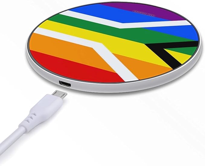 Gay Flag of South Africa LGBT Phone Charger Magnetic Charging Pad Anti-Slip with USB Cable