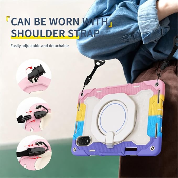 Compatible with Honor Pad X9 Tablet Case 11.5 3in1 Armor Heavy Shockproof Protective Rotundity Bracket with Shoulder Strap[Without Screen Protector&ampPen] - F