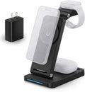 Magnetic Wireless Charger Stand 3-in-1 Foldable Wireless Charging Station with 20W Adapter Travel Charging Stand for Phone Earbuds &amp Watch Compact Multi-Device Charger