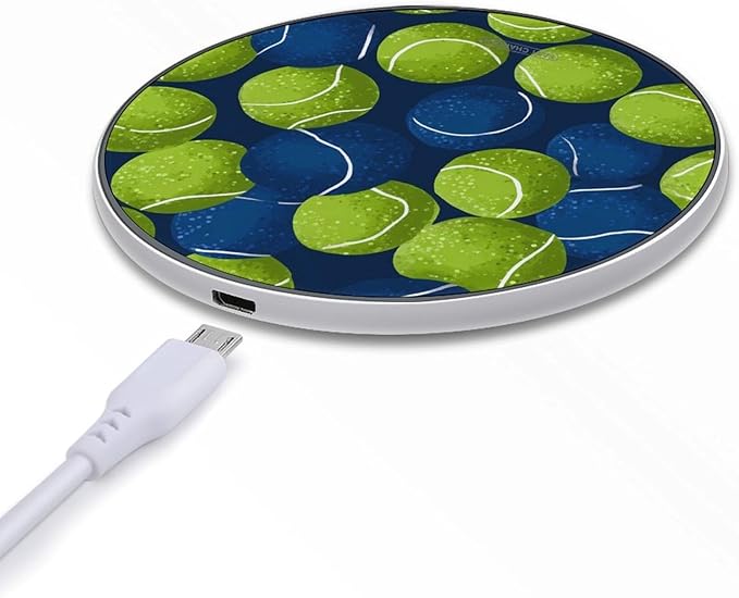 Tennis Balls Art Pattern Phone Charger Magnetic Charging Pad Anti-Slip with USB Cable