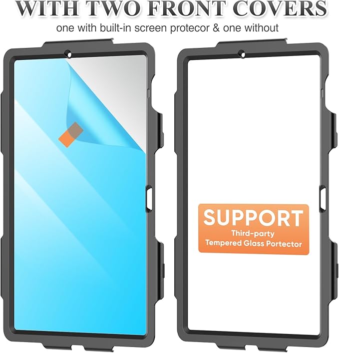 SEYMAC stock Case for Samsung Galaxy Tab S10 FE+ Plus 5G Tablet Case 13.1'' Protective with Screen Protector Pen Holder 360 Rotate Stand Hand Strap Shoulder Strap Orange1