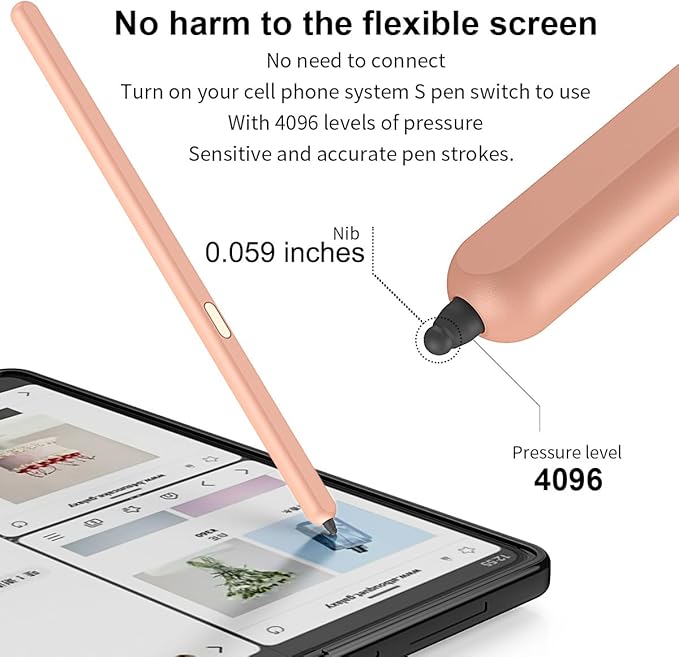 SHIEID Galaxy Z Fold 6 S Pen Fold Edition Slim Replacement S Pen with Anti-Mistouch Technology Compatible with Samsung Galaxy Z Fold 6/Z Fold 5/Fold 4/Fold 3 + Tips/Nibs Pink