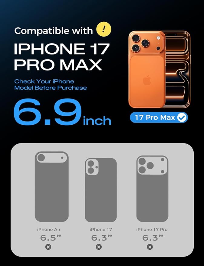 MAGIC JOHN 360° Rotatable Magnetic Invisible Stand for iPhone 17 Pro Max Case [Camera Control Button] [Compatible with MagSafe] 16FT Shockproof for iPhone 17 Pro Max Case with Kickstand Clear