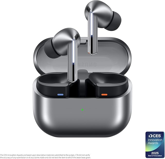 Samsung Galaxy Buds 3 Pro AI True Wireless Bluetooth Earbuds Noise Cancelling Sound Optimization Redesigned Comfort Fit Silver [US Version Amazon Exclusive 2Yr Warranty]