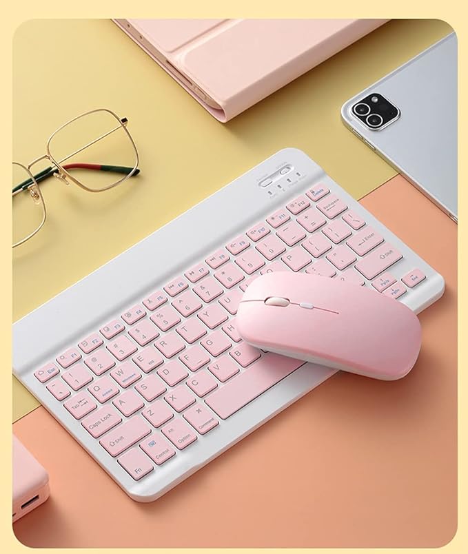 Galaxy Tab A7 Lite 8.7 Inch Case with Keyboard and Mouse Combo Detachable Magnetic Keyboard+Mouse+Slim Cover for Samsung Tab A7 Lite 8.7 Model (SM-T220/T225/T227) (Pink)