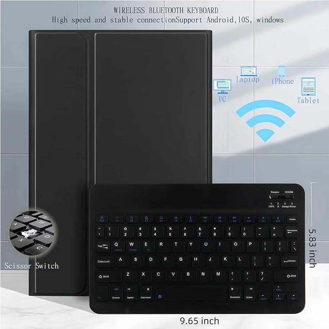 Keyboard Case for iPad (A16) 11th/10th Generation 11 Inch/10.9 Inch iPad (2025/2022) Tablet Case with Pen Slot Detachable Keyboard with Mouse.(Black)