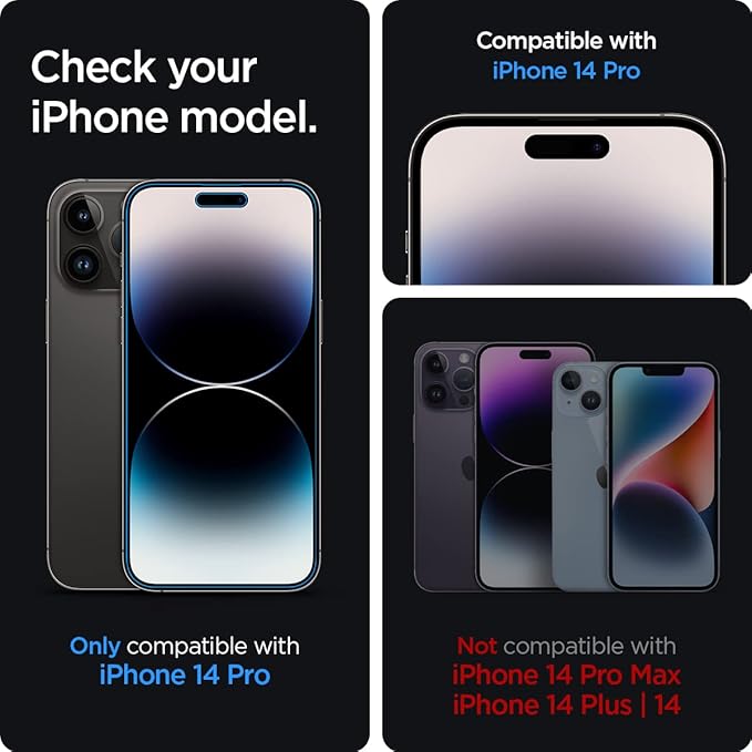 Spigen Tempered Glass Screen Protector [GlasTR EZ FIT - Privacy] Designed for iPhone 14 Pro [Case Friendly] - 2 Pack
