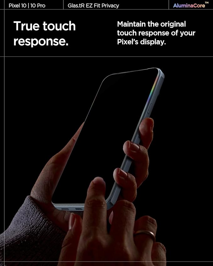 Spigen AluminaCore Tempered Glass Screen Protector [GlasTR EZ FIT - Privacy] designed for Pixel 10 Pro | Pixel 10 | Pixel 9 Pro | Pixel 9 [2 Pack] Aluminum-Enhanced Durability and Impact Resistance