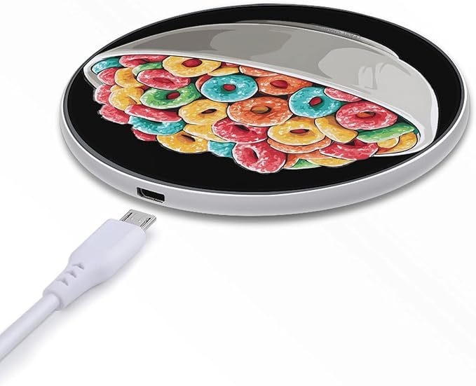 Bowl Filled Cereals Loops Phone Charger Magnetic Charging Pad Anti-Slip with USB Cable