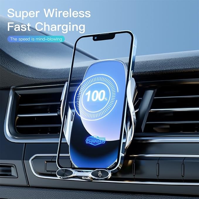 Car Phone Holder with Wireless Charging | Compatible with MagSafe | Adjustable &amp Secure Mount for All Smartphones