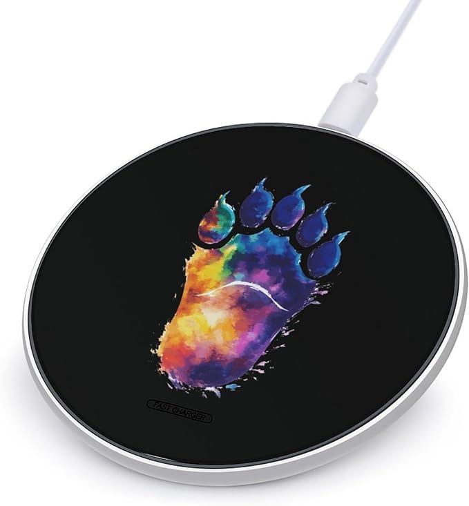 Tie-dye Feet Footprint Wireless Charger Anti-Slip Wireless Charging Pad Slim Charger Mat for Men Women