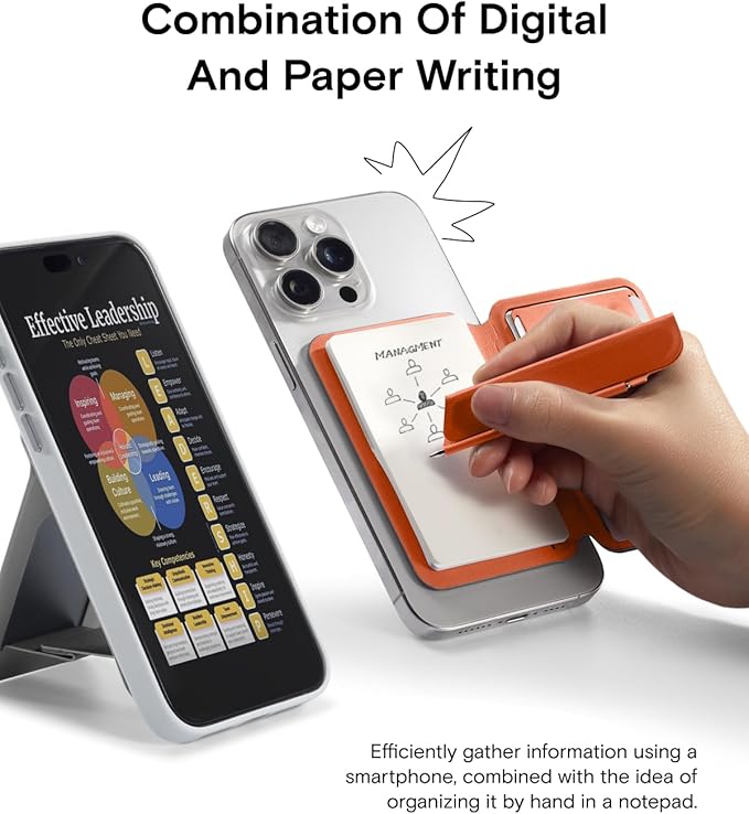 MOFT Action Inspiration MagSafe Phone Stand Magnetic Notepad Stand Compatible with iPhone 16 Series and Other Phones with Two Types of Notepad and Magnetic Invisible Pen Taupe + Sunrise