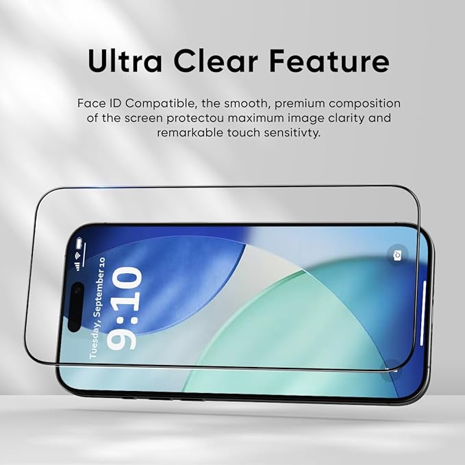 FLOLAB NanoArmour ONETIME 2 Pack for iPhone 17 Screen Protector Tempered Glass Ultra Clear InfinityEdge-to-Edge Easy Install Dust-FreeReinforced Edge