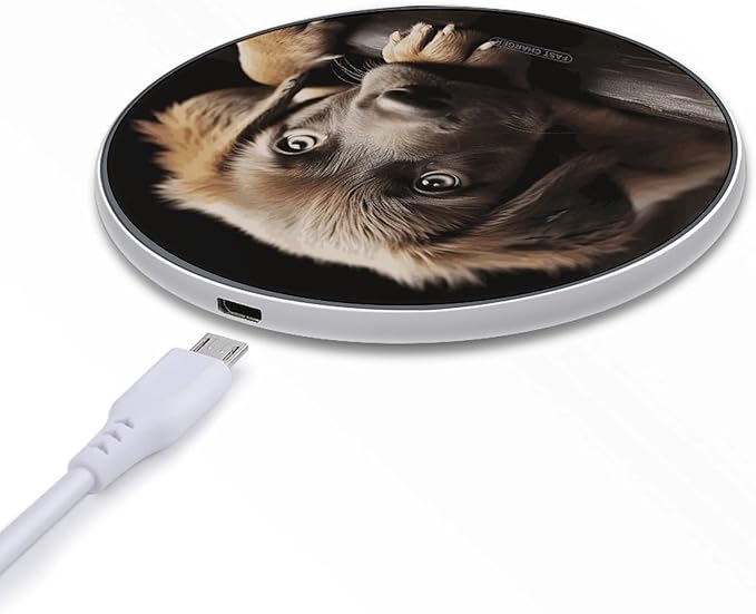 Puppies Dog Wireless Charger Fast Wireless Charging Pad with USB Cable 10W Anti-Slip Magnetic Wireless Charger Portable Slim Charger Puck Travel Charging Station