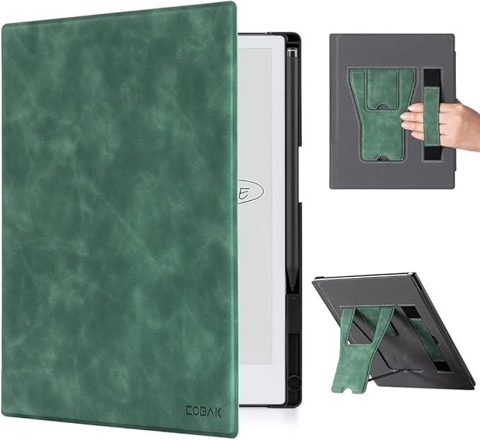 CoBak Case for Remarkable 2 Paper Tablet Two Viewing Angles - Lightweight and Hard Back Shell Protective Book Folio Cover with Built-in Pen Holder - for 10.3 2020 Released (with Stand Emerald)