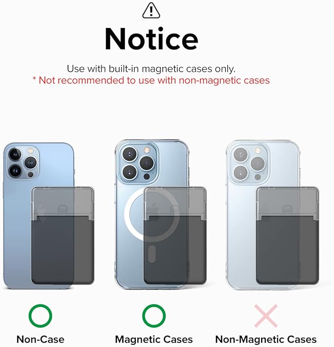 Ringke Magnetic Stand Slot Card Holder [Phone Wallet + Stand] ID &amp Credit Card Holder for Phone Case Magnetic Card Wallet Compatible with Magsafe iPhone 13 12 Pro Max Mini - Clear &amp Black
