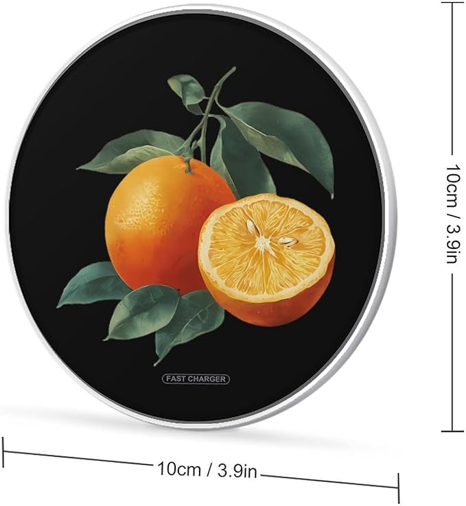 Orange Sliced Fruit Fast Portable Charger 10W Funny Graphic Phone Charging Pad with USB Cable