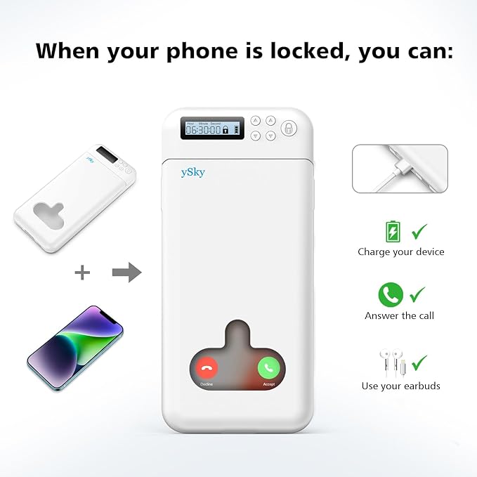 ySky Cell Phone Lock Box with TimerPortable Timed Phone Lock Box for iPhone and Android Phones Self-Control Timer Phone Locker to Help KidsStudents Focus Back