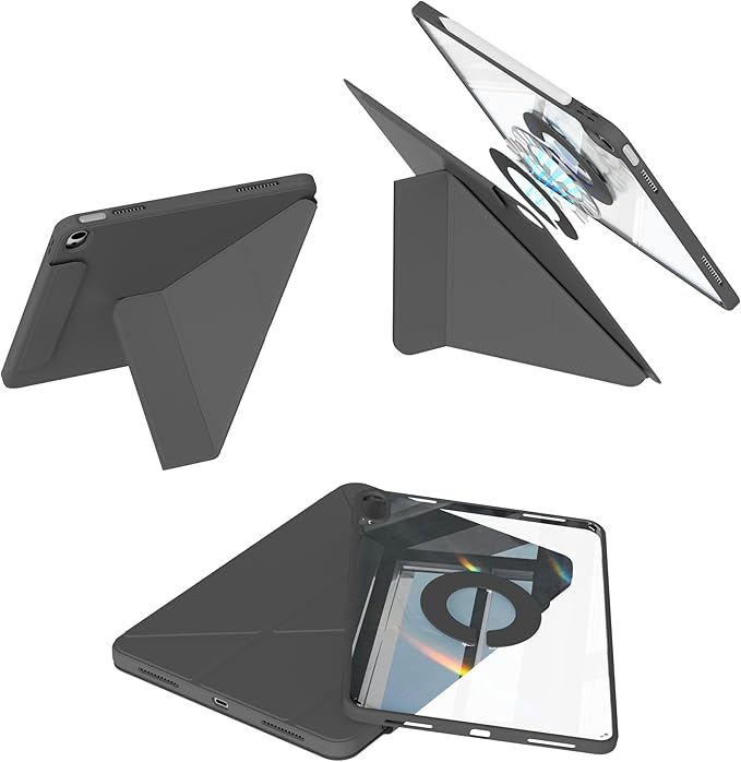 Y-Shaped Detachable Case for iPad (A16) 11th/10th Generation (2025/2022) Clear 360°Rotating Magnetic Back Multi-Stand &amp Shockproof Hybrid Cover for iPad 11/10 Auto Wake/Sleep Black