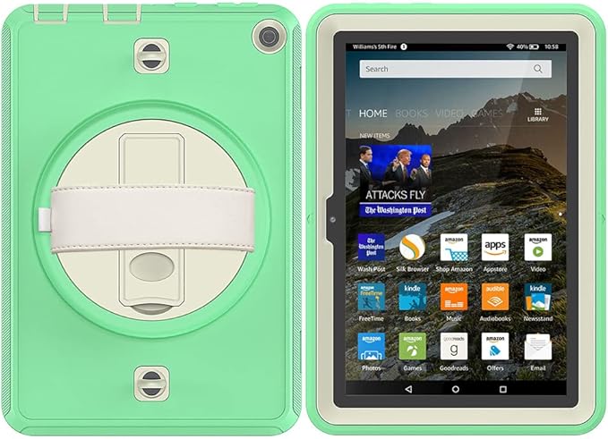 New Kindle Fire HD 8/8 Plus Tablet Case with 360 Degree Swivel Stand Carrying Strap Children's Ebook Cover