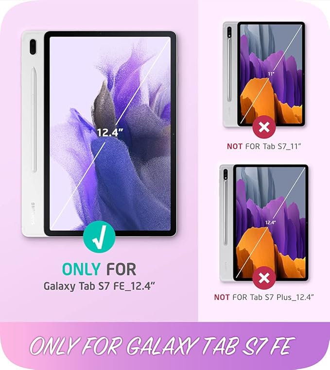 i-Blason Cosmo Case for Samsung Galaxy Tab S7 FE 12.4 2021 Release Case Full-Body Trifold with Built-in Screen Protector Protective Smart Cover with Auto Sleep/Wake &amp Pencil Holder (Ameth)