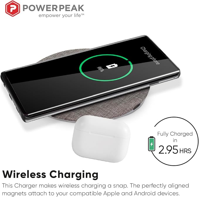 Wireless Fast Charger 15W Aluminum Fast Charging Pad USB-A to USB-C Cable Included Compatible with iPhone Apple &amp Android AC Adapter Included | Gray
