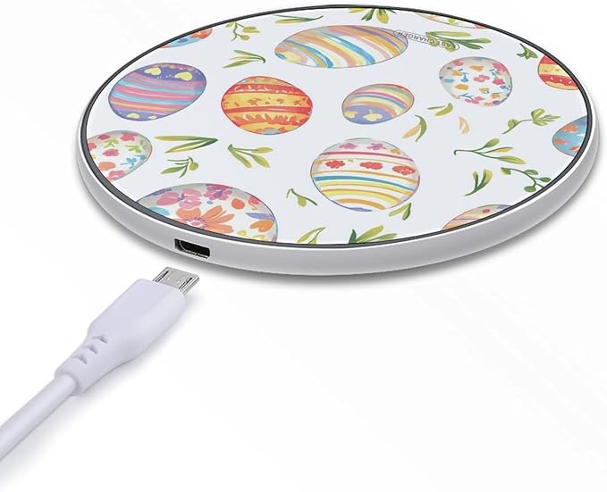 Colorful Stripes Floral Easter Eggs Phone Charger Magnetic Charging Pad Anti-Slip with USB Cable
