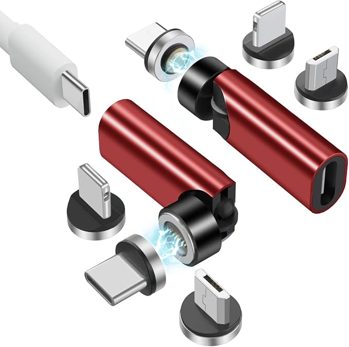 usb c magnetic adapter 540 rotate red 2pack