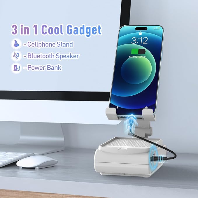 Gifts for Women Men Cell Phone Stand With Wireless Bluetooth Speaker Unique Gifts for Women Wife Mom Gifts for Christmas Stocking Stuffers for Women Adults Mom White Elephant Gifts for Adults