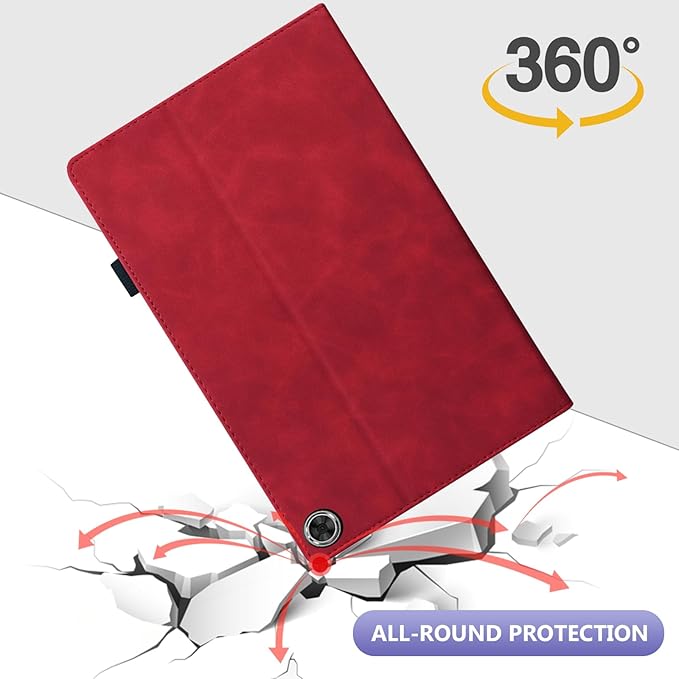 Dteck Folio Case for All-New Amazon Fire HD 10 and 10 Plus Tablet (13th/11th Generation 2023/2021 Release)Premium PU Leather Slim Flip Stand Magnetic Pocket Wallet Cover with Pencil Holder Red
