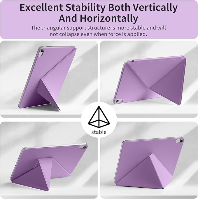 for iPad A16 Case iPad 11th/10th Generation Case (2025/2022) Removable Magnetic Cover Ultra Slim Shockproof Adjustable Portrait/Landscape Stand with Raised Screen View Auto Sleep/WakePurple
