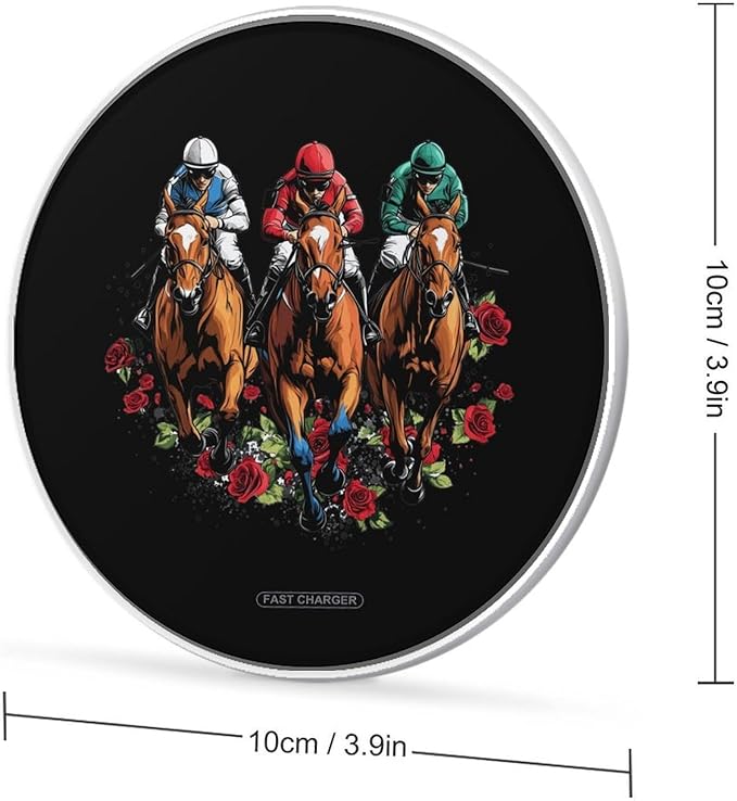 Horse Racing Rose Wireless Charger Anti-Slip Wireless Charging Pad Slim Charger Mat for Men Women