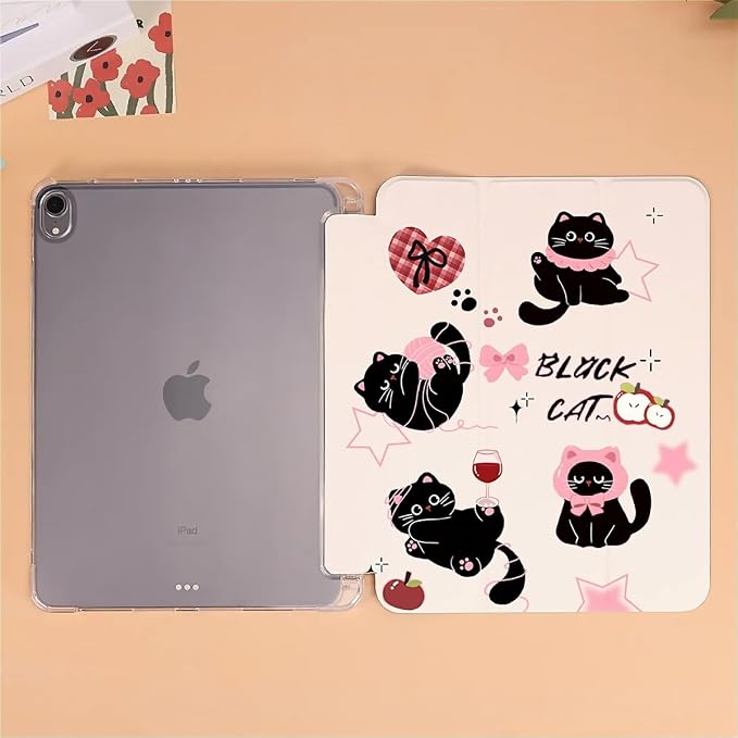Cute black cats pink plaid bows